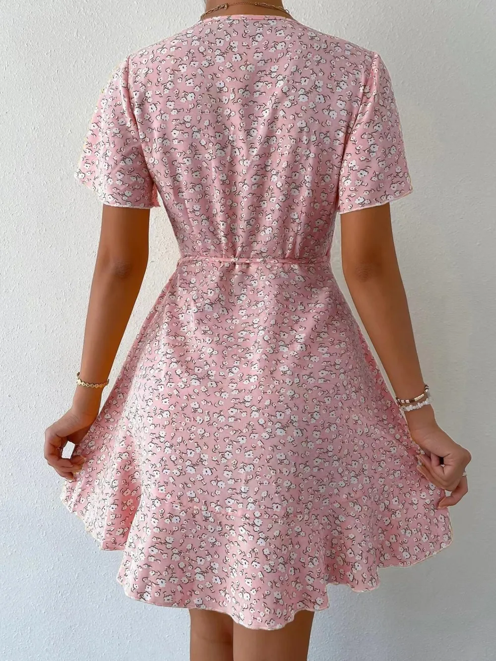 Floral Flutter Sleeve Wrap Mini Dress, image 16