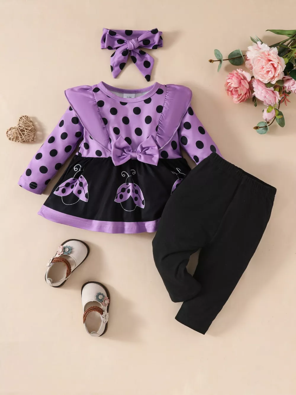 Children's Ruffled Top and Pants Set with Headband, image 7