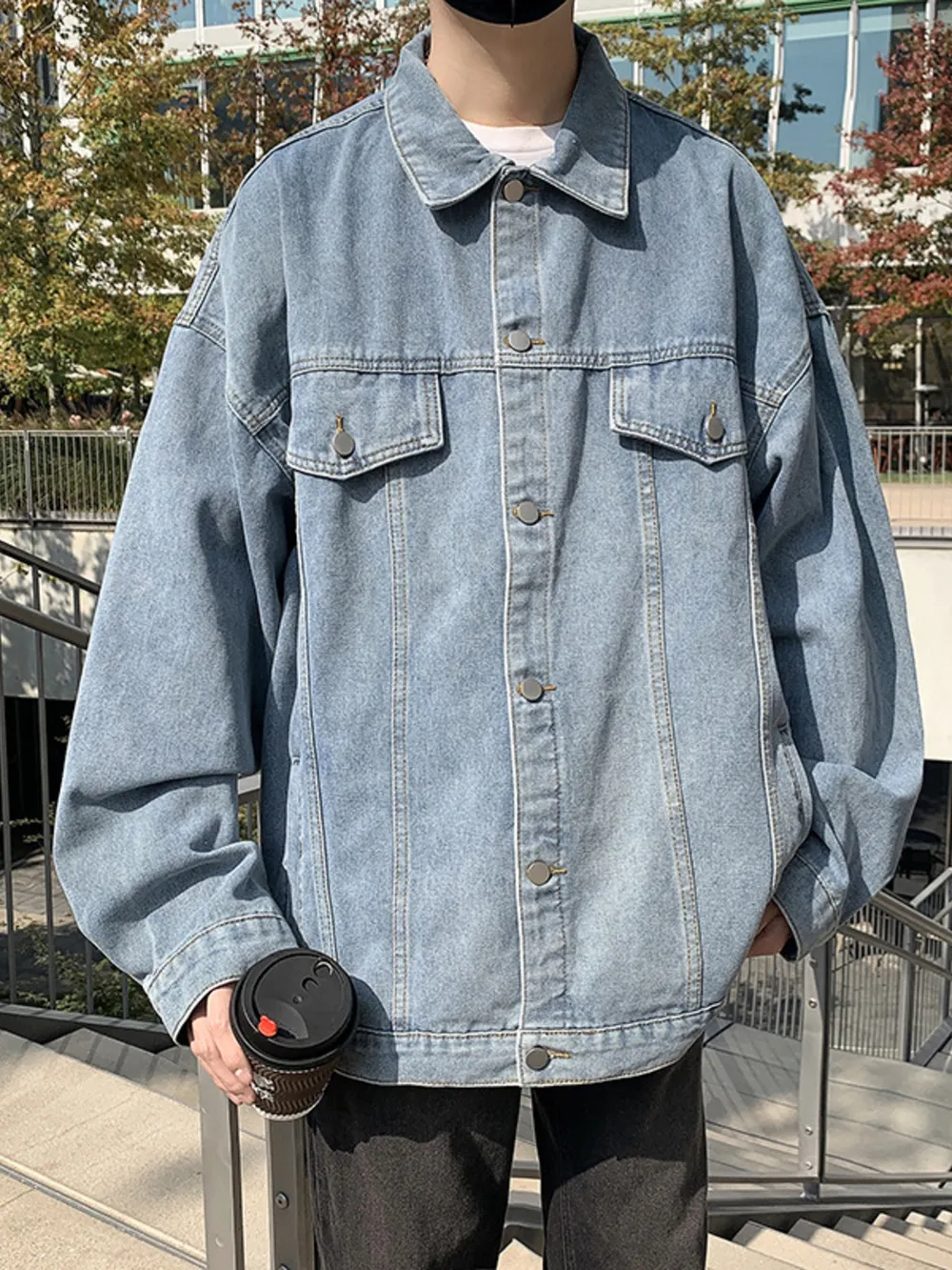 Men's Full Size Button Up Long Sleeve Denim Jacket Plus Size, image 2