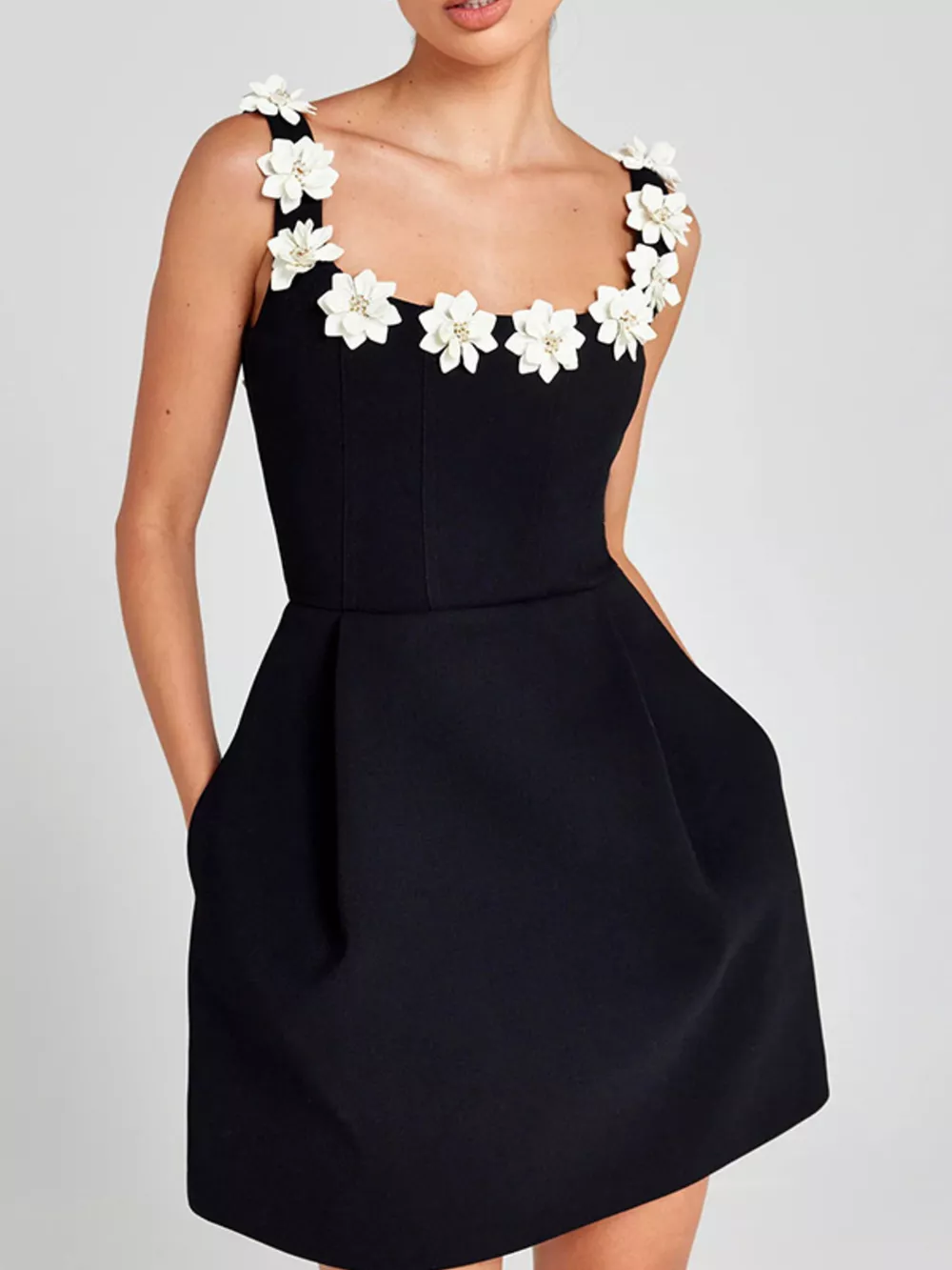 Floral Sleeveless Mini Dress with Pockets, image 3