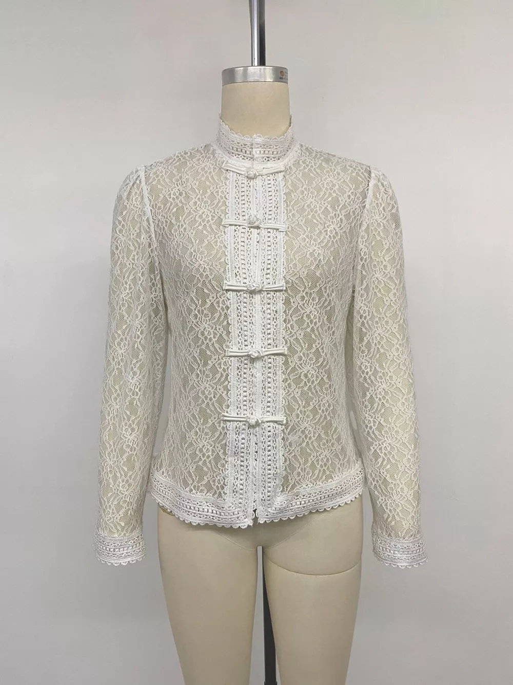 Lace Chinese Style Button Shirt, image 11