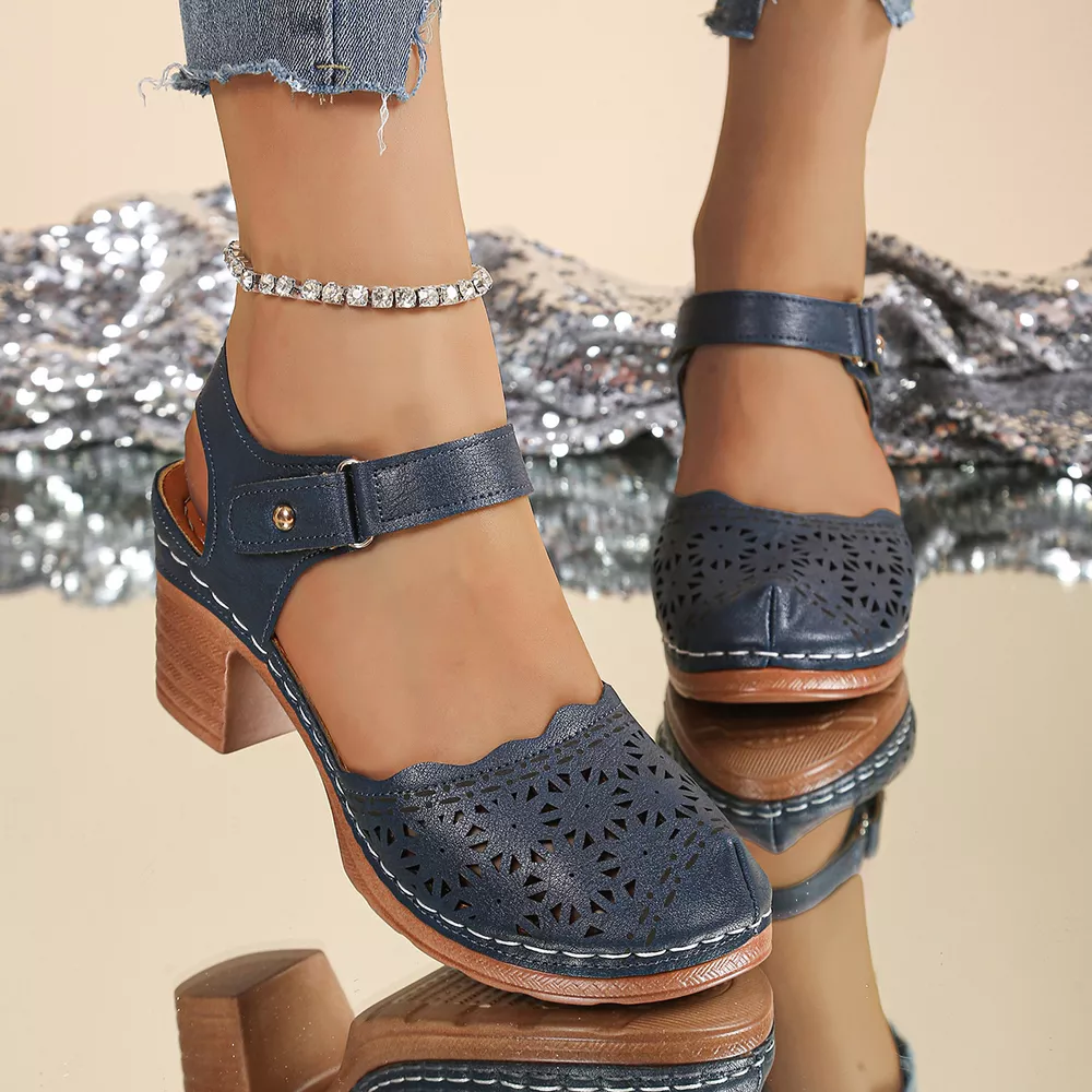 Round Toe Block Heels Sandals, image 6