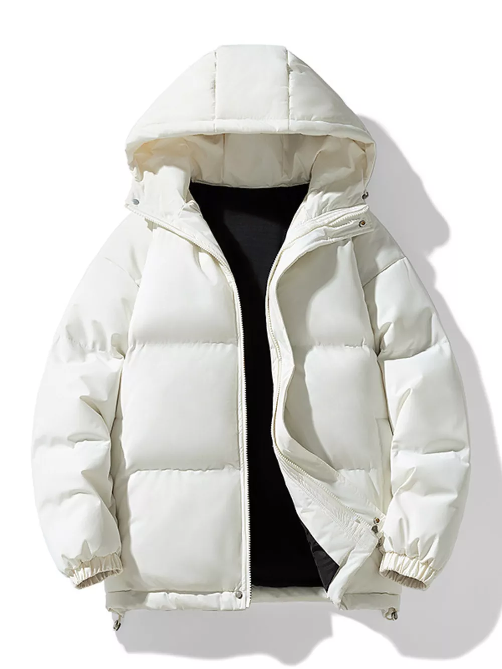 Men's Plus Size Hooded Puffer Jacket with Drawstring Hem, image 3