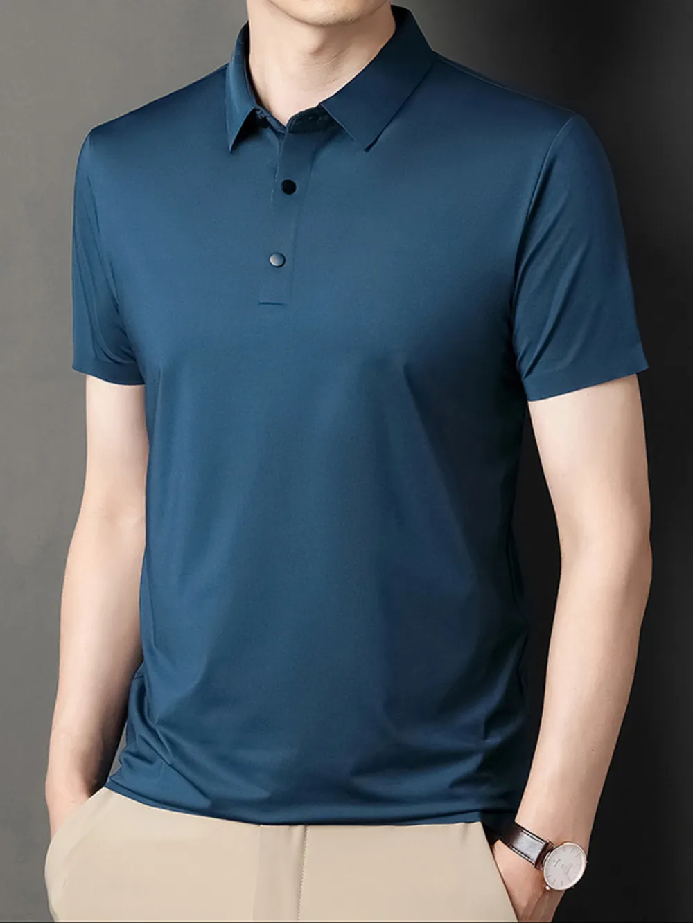 Men's Button Detail Short Sleeve Polo, image 4
