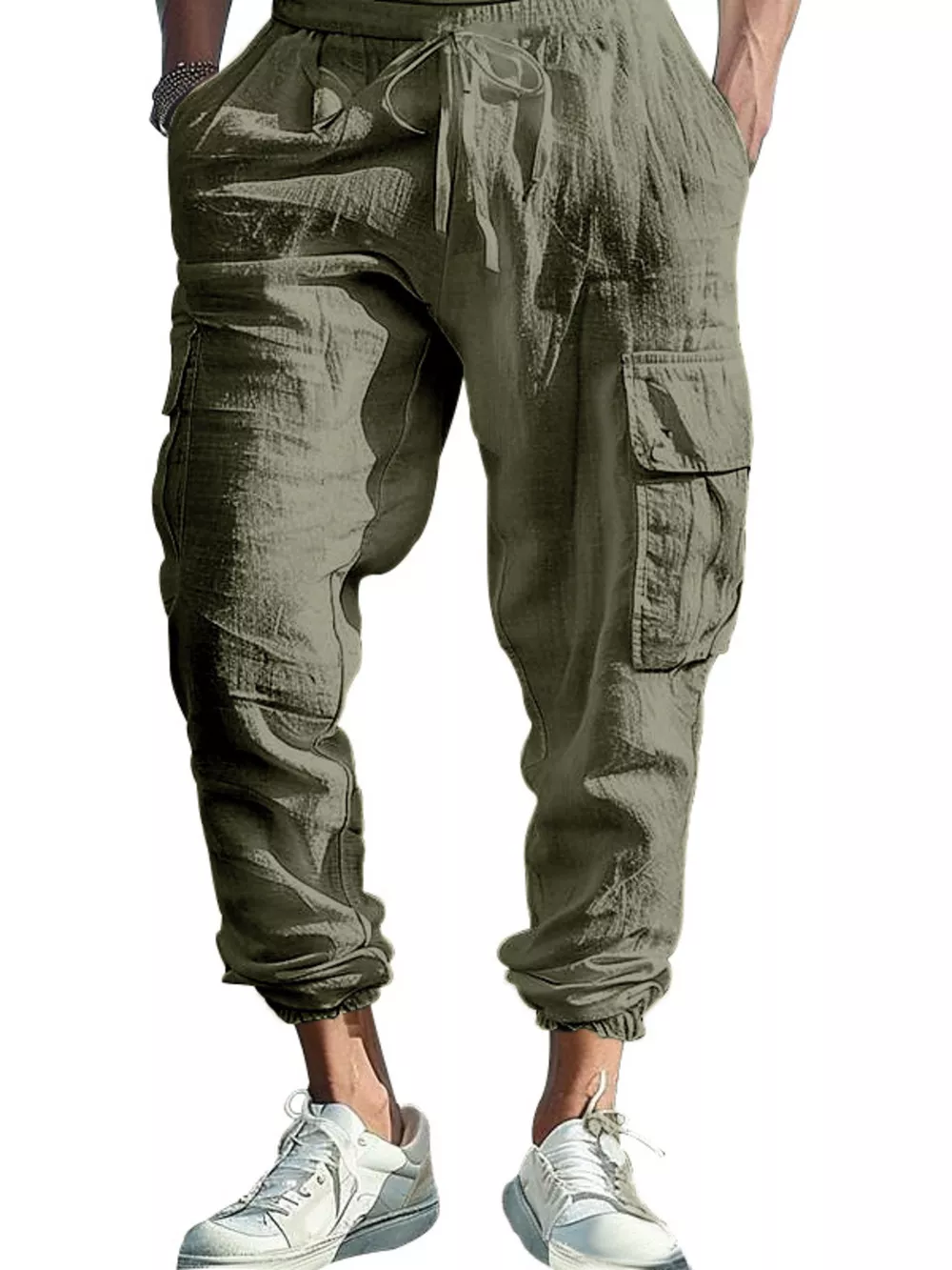 Men's Full Size Casual Cargo Pants with Drawstring Waist Plus Size, image 13