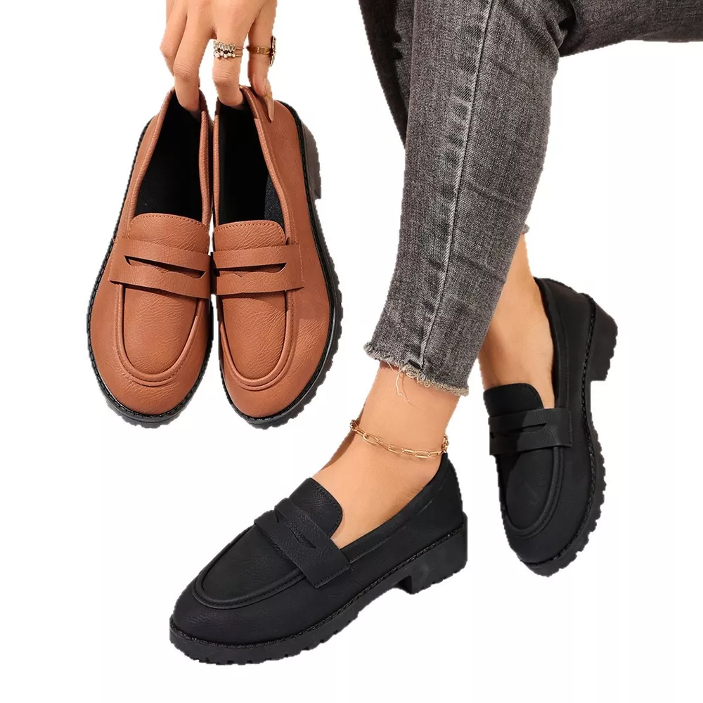 Classic Minimalist Penny Loafers with Chunky Lug Sole, image 9