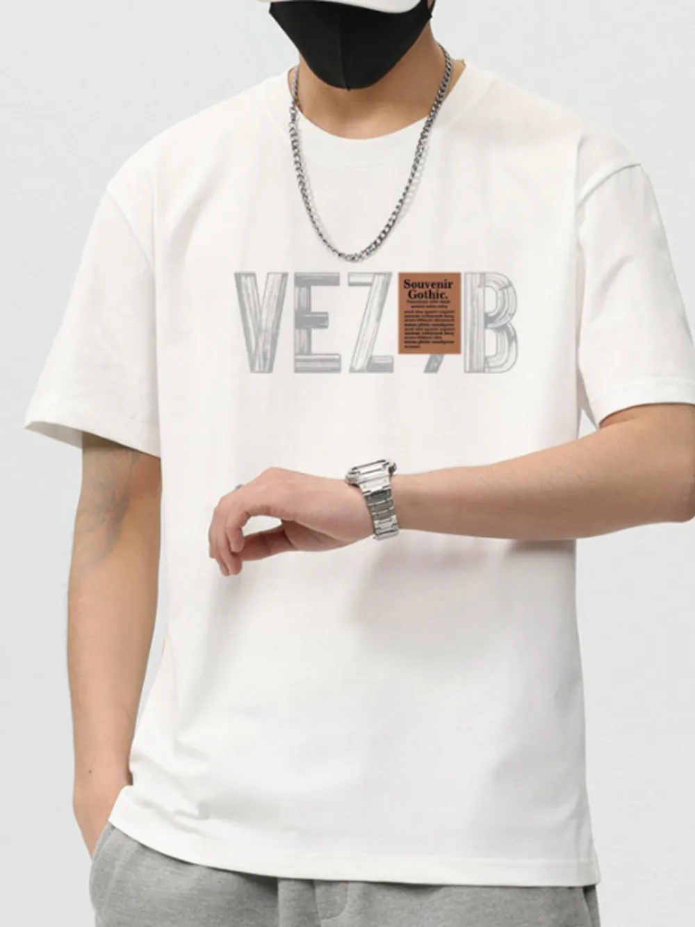 Men's Plus Size Letter Round Neck Short Sleeve T-Shirt, image 7
