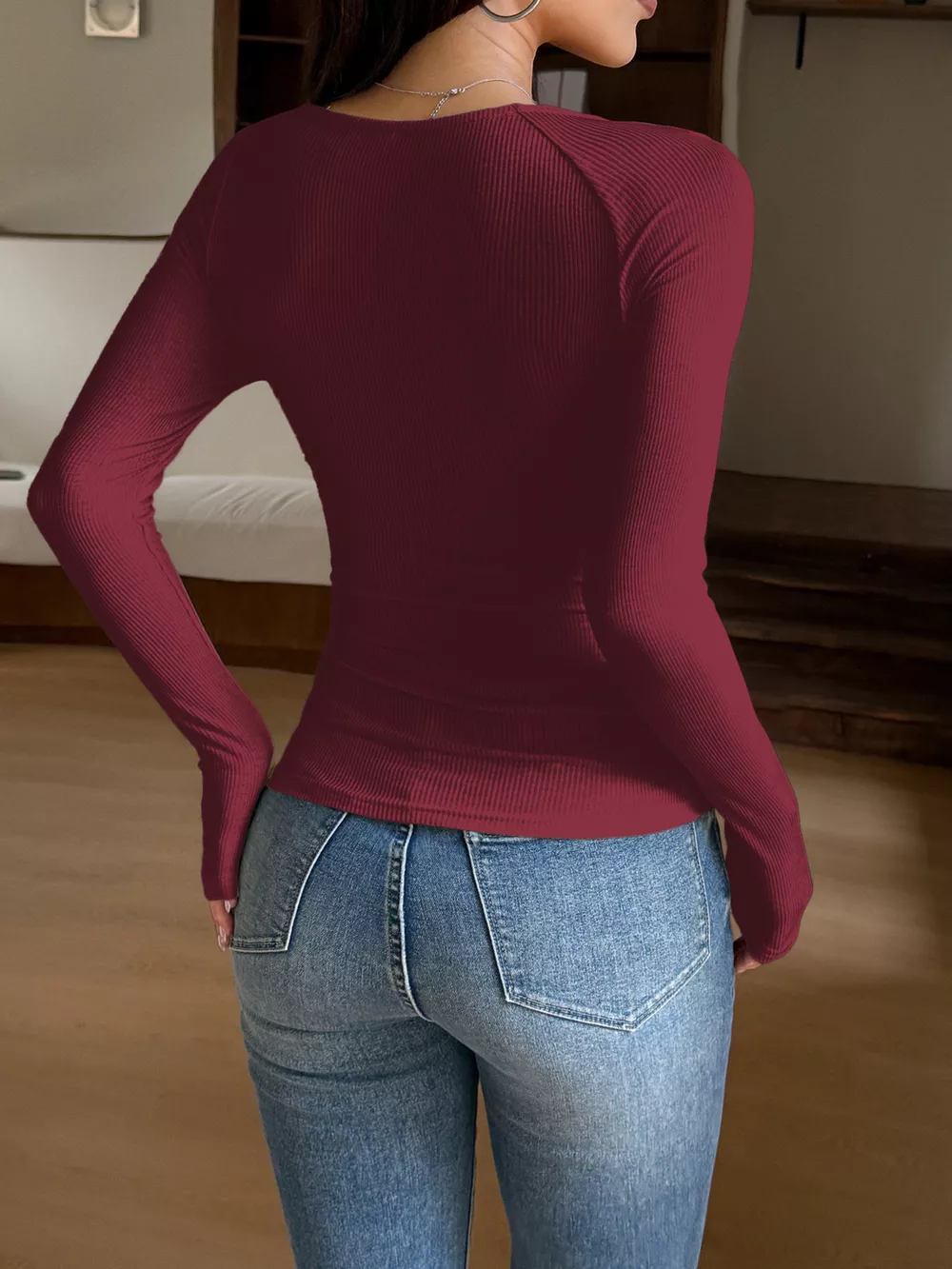 Lace Trim Long Sleeve T-Shirt, image 4