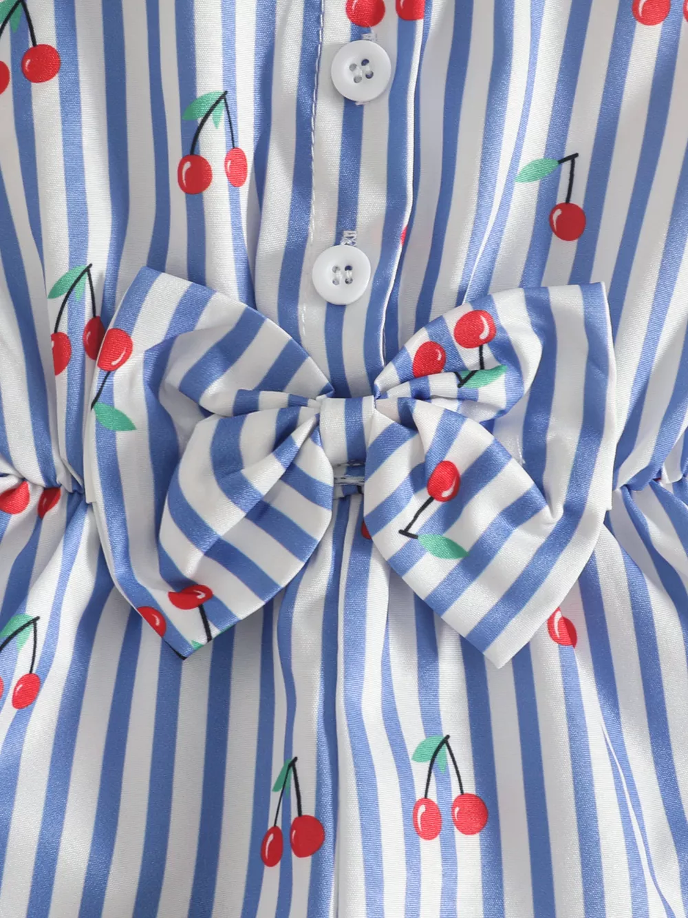 Children's Cherry Print Striped Sleeveless Romper with Headband, image 3