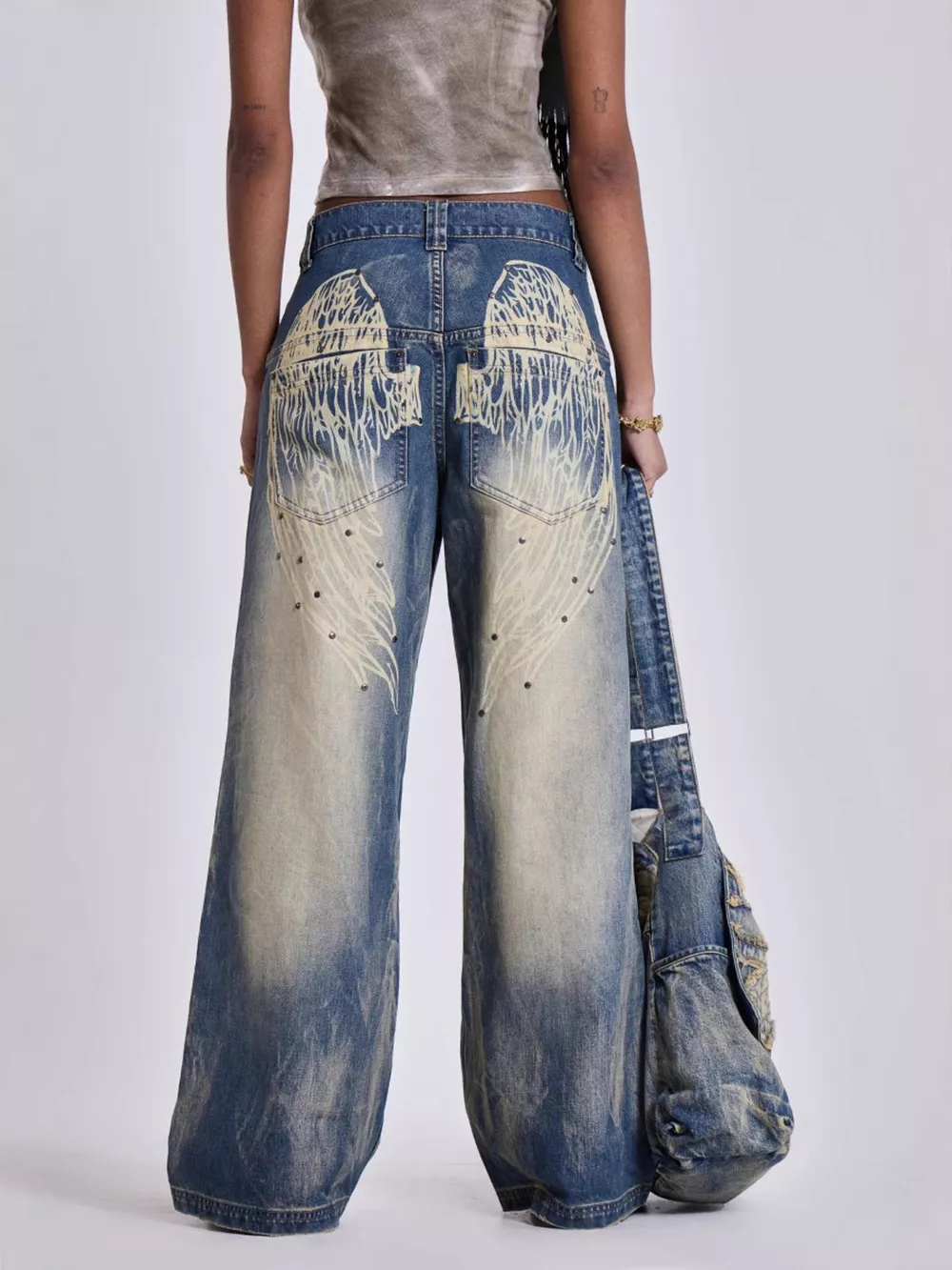 Vintage Wash Wide Leg Jeans