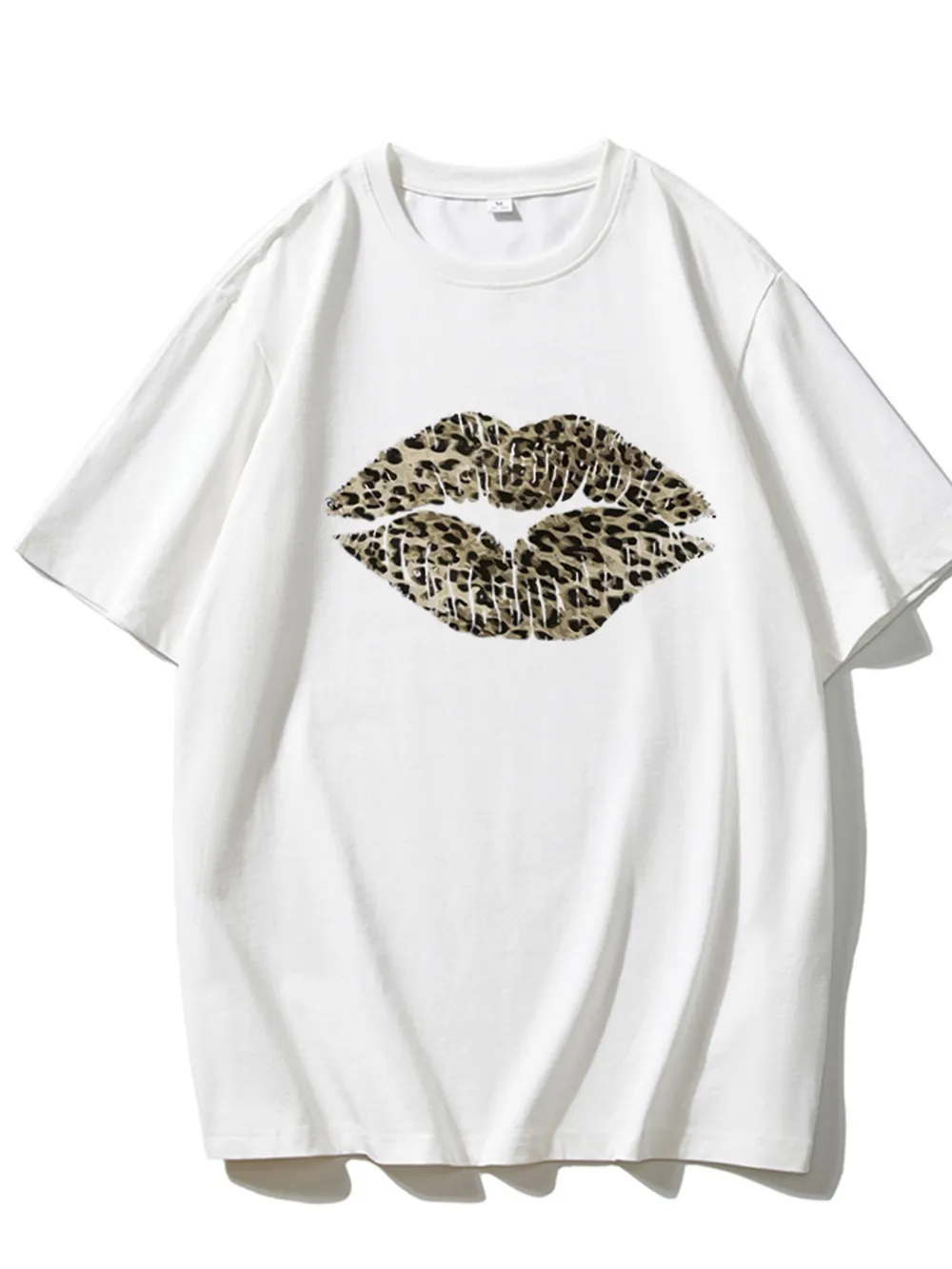 Leopard Lips Round Neck Oversized T-Shirt, image 6