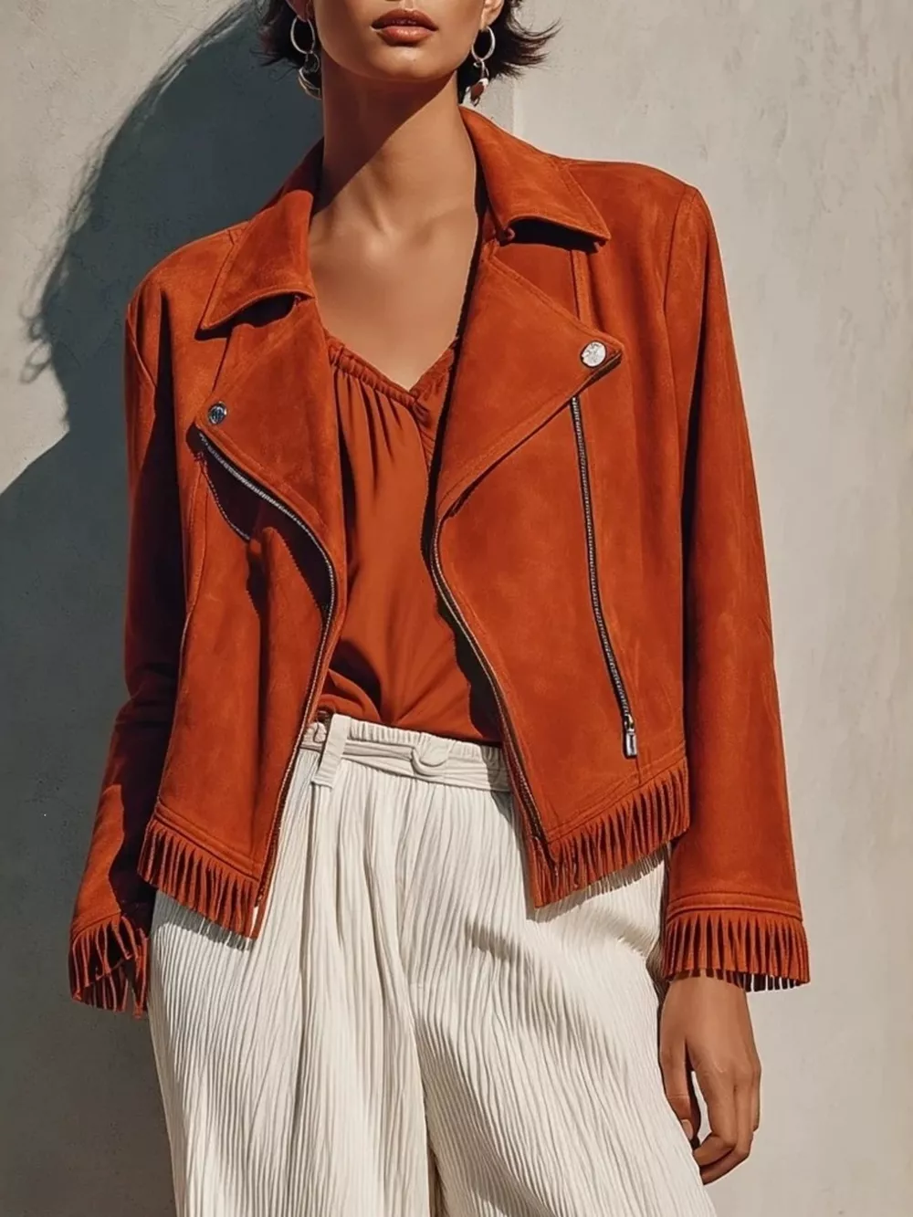 Fringe Hem Zip Up Jacket, image 10