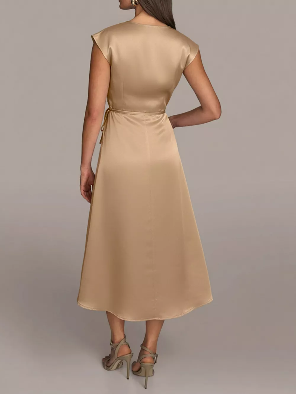 Satin Wrap Midi Dress with Pockets, image 10