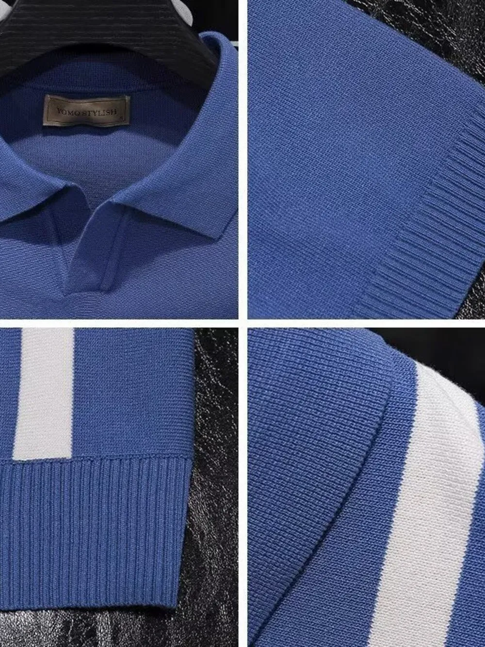 Men's Full Size Contrast Striped Short Sleeve Polo Plus Size, image 3
