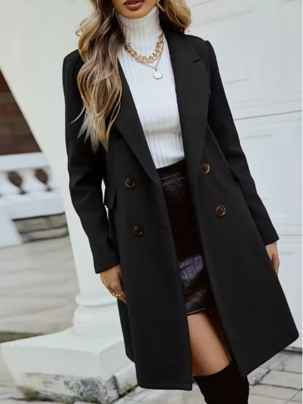 Double-Breasted Longline Coat