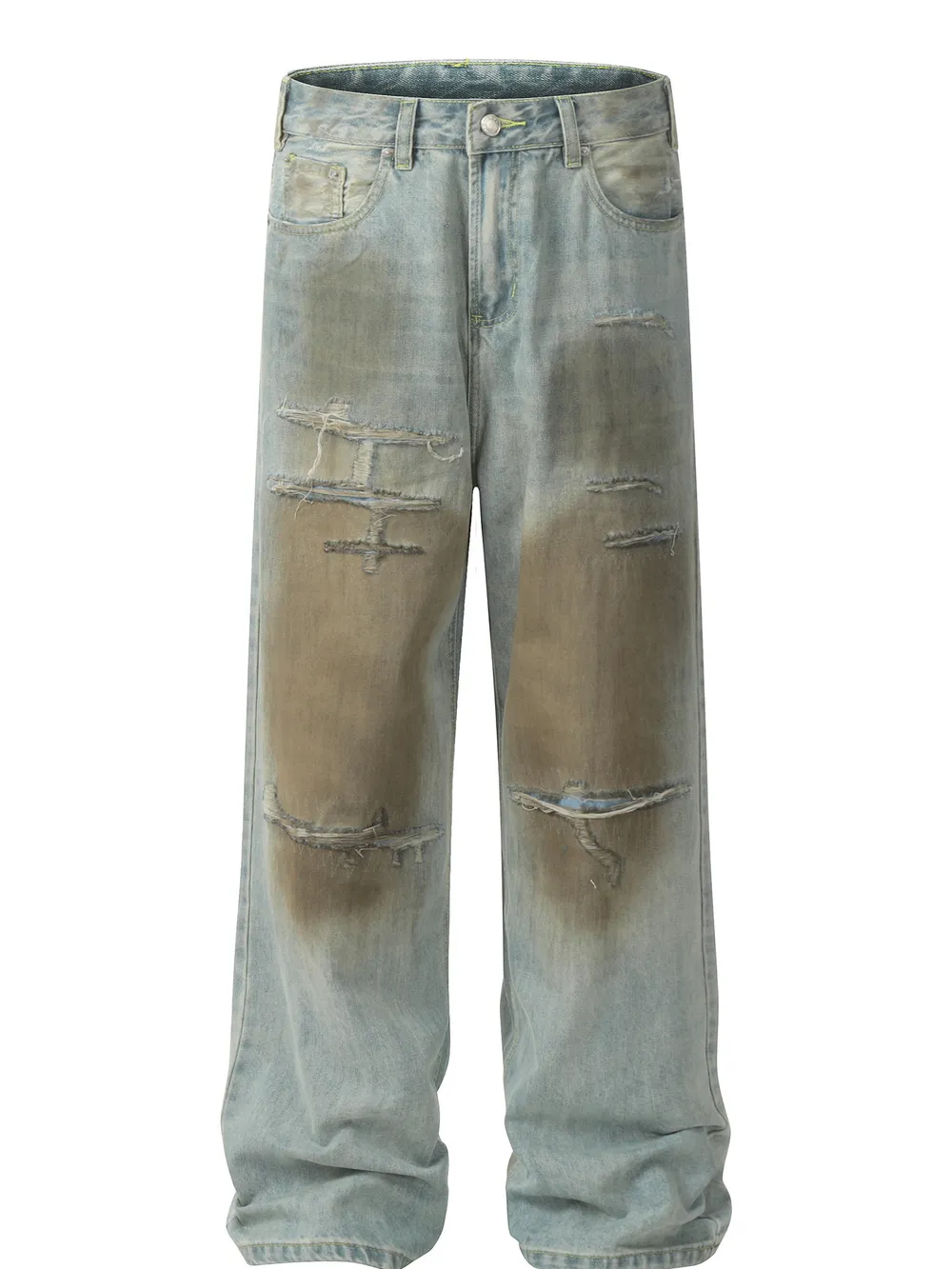 Men's Distressed Wide Leg Relaxed Fit Jeans