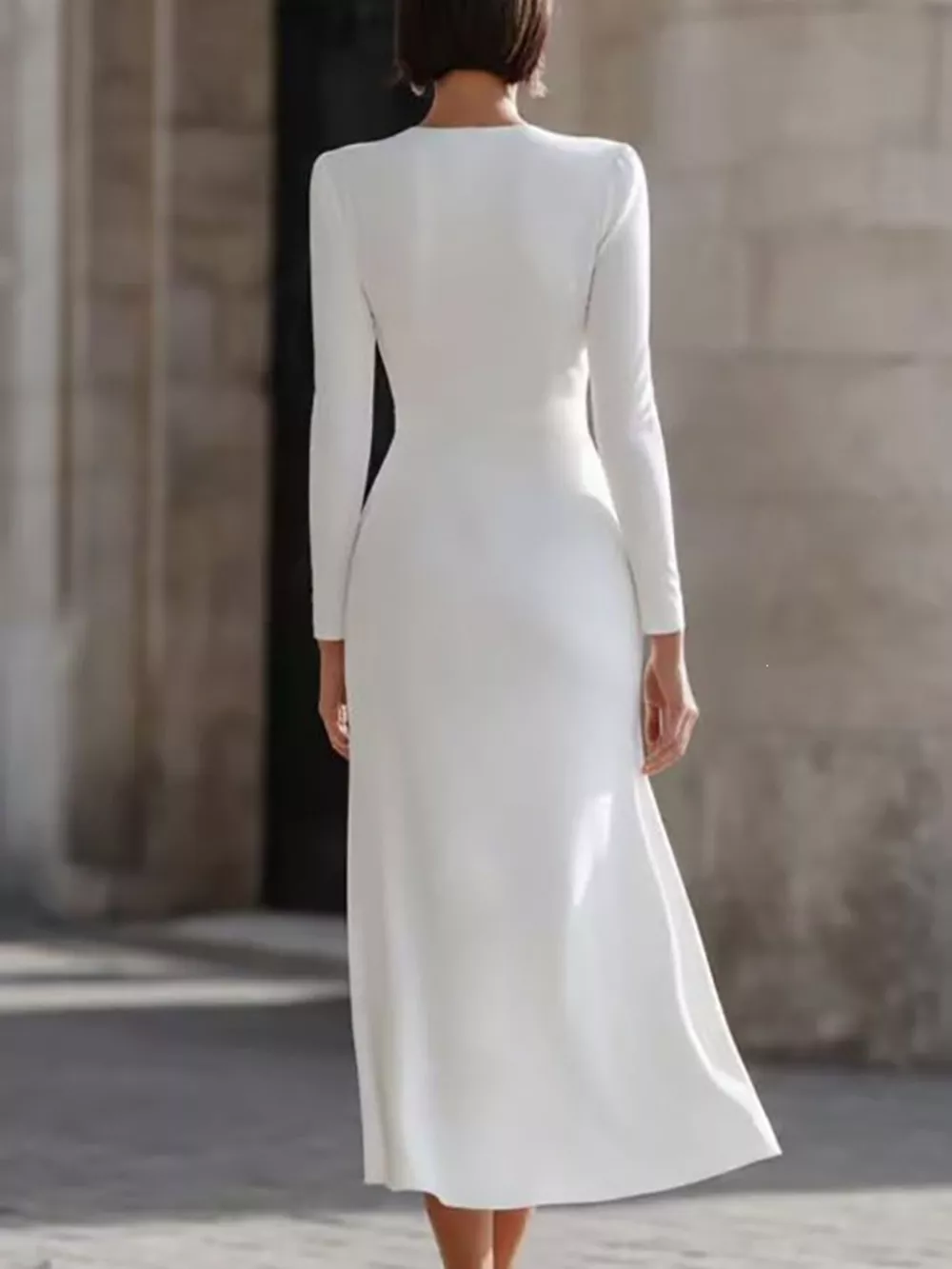Full Size Ruched Long Sleeve Midi Dress Plus Size, image 2