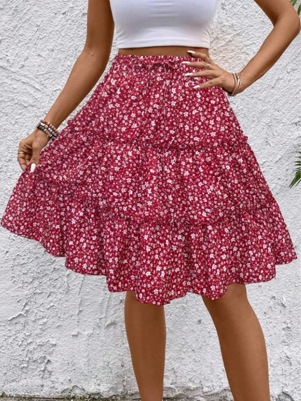 Floral Print Midi Skirt, image 27