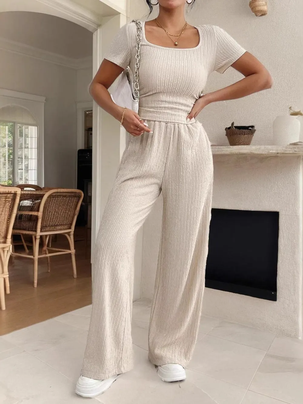 Short Sleeve Top and Pants Set, image 5