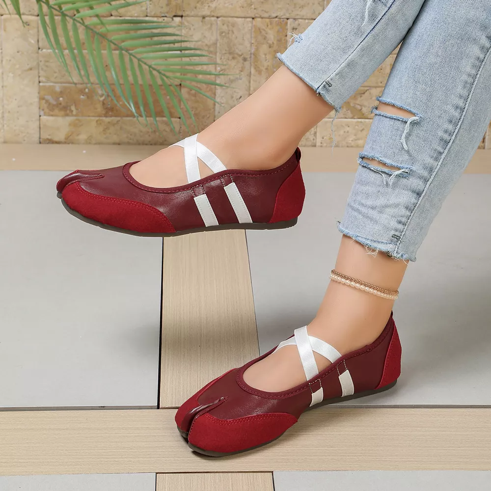 Split-Toe Tabi Ballet Sandals with Crisscross Straps, image 6