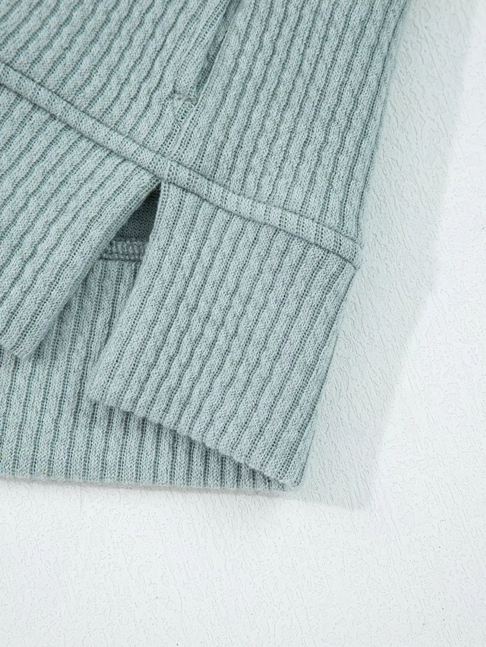 Ribbed Drop Shoulder Knit Hoodie, image 8