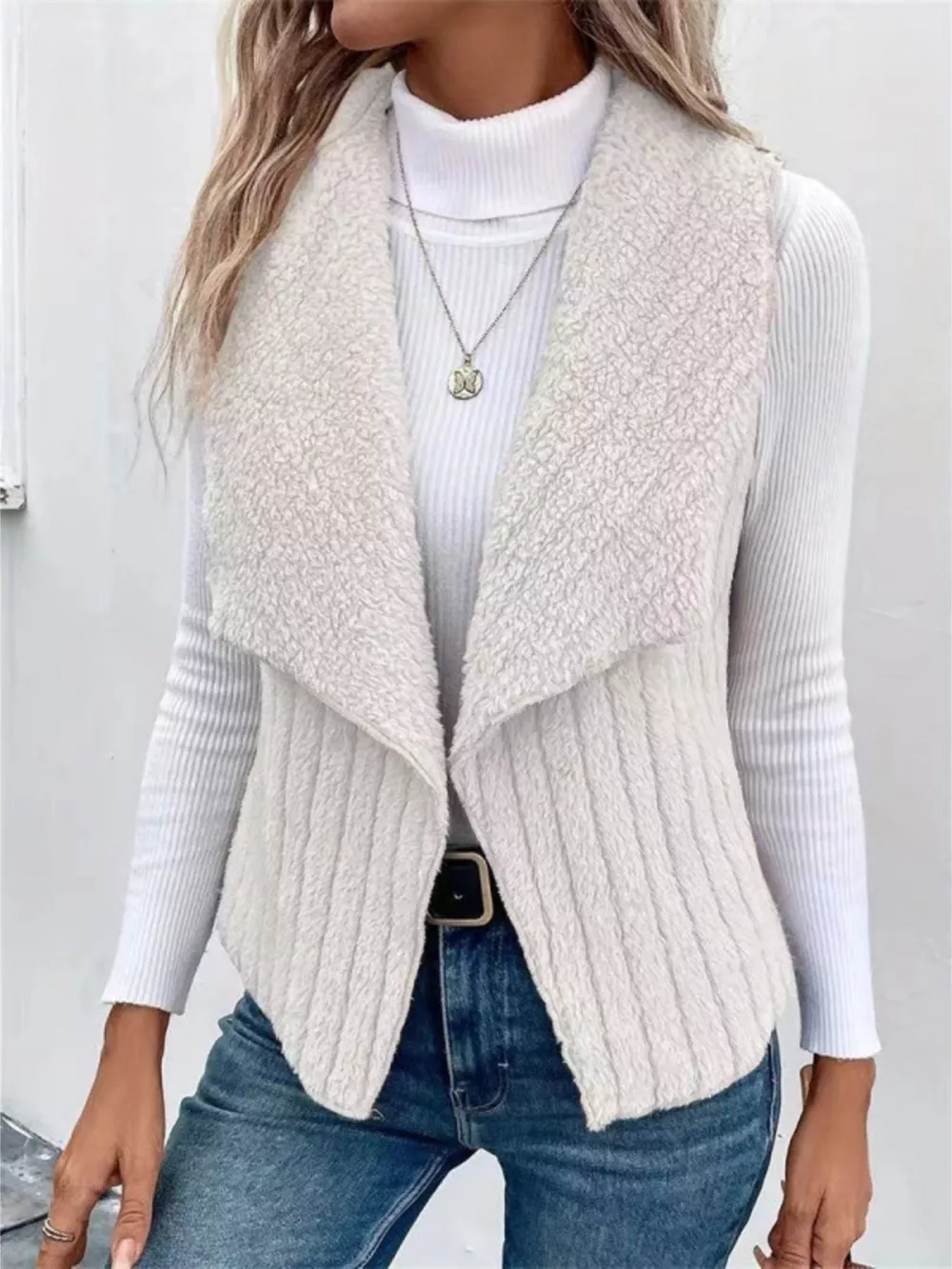 Cozy Fleece Open Front Vest Coat, image 16
