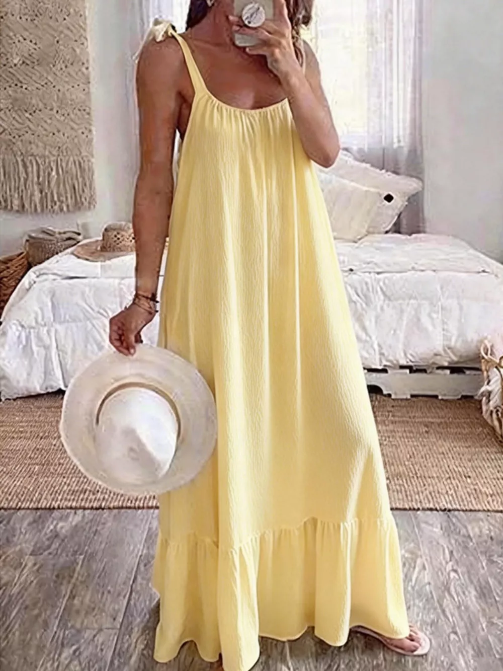 Sleeveless Tie Strap Flowy Maxi Dress, image 12
