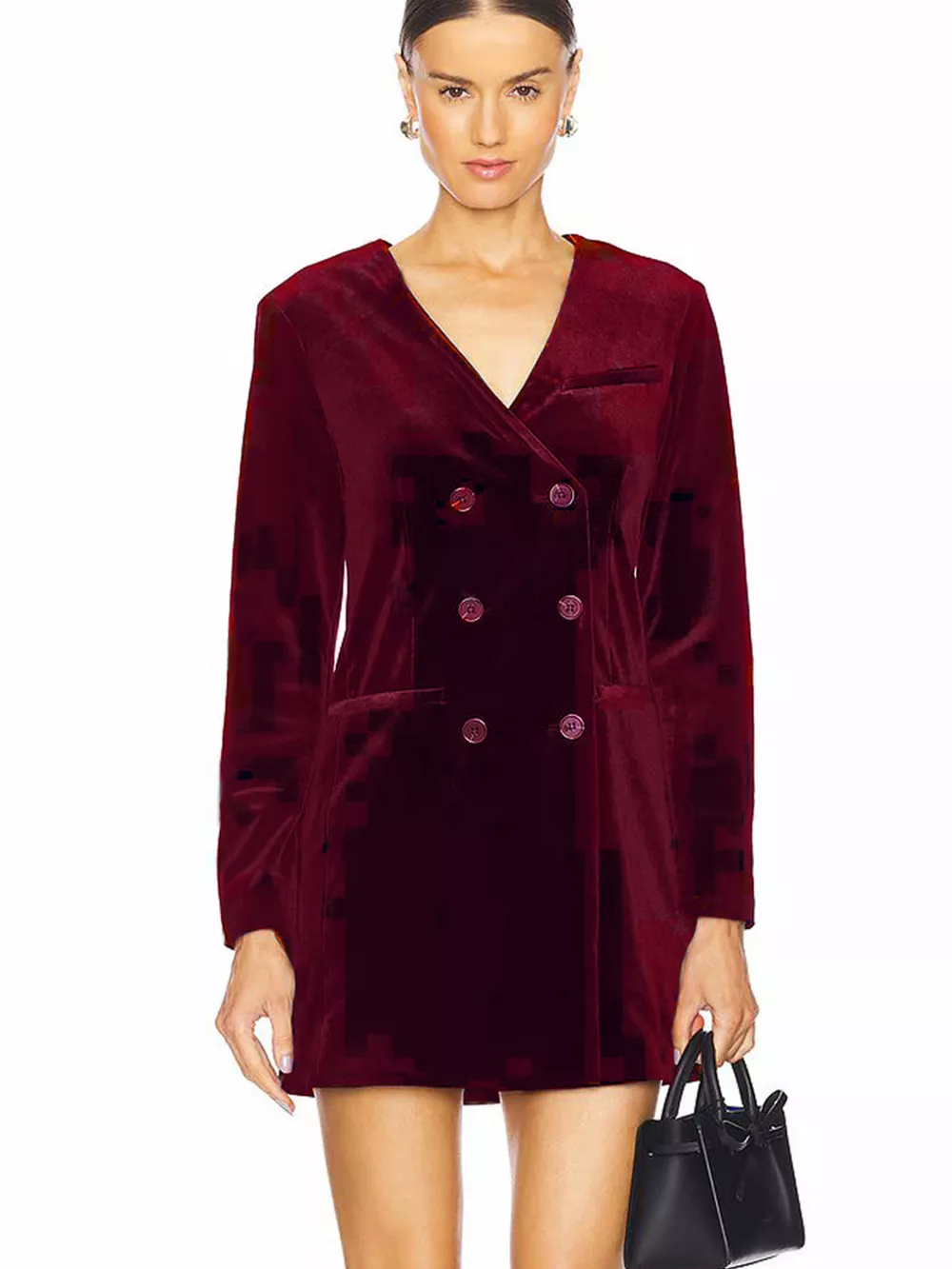 Velvet Double-Breasted Blazer Dress