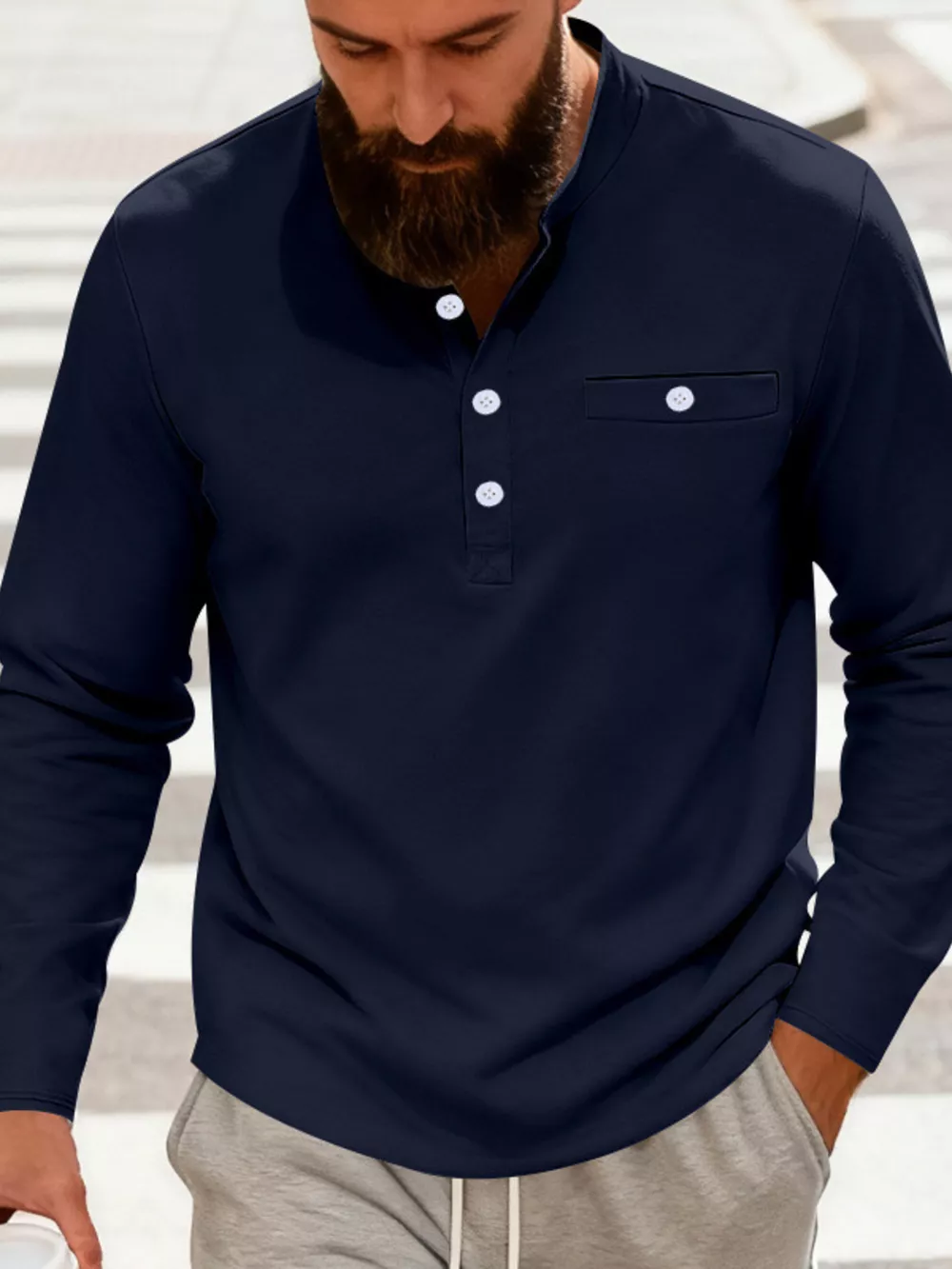 Men's Full Size Button Detail Long Sleeve Shirt Plus Size, image 10