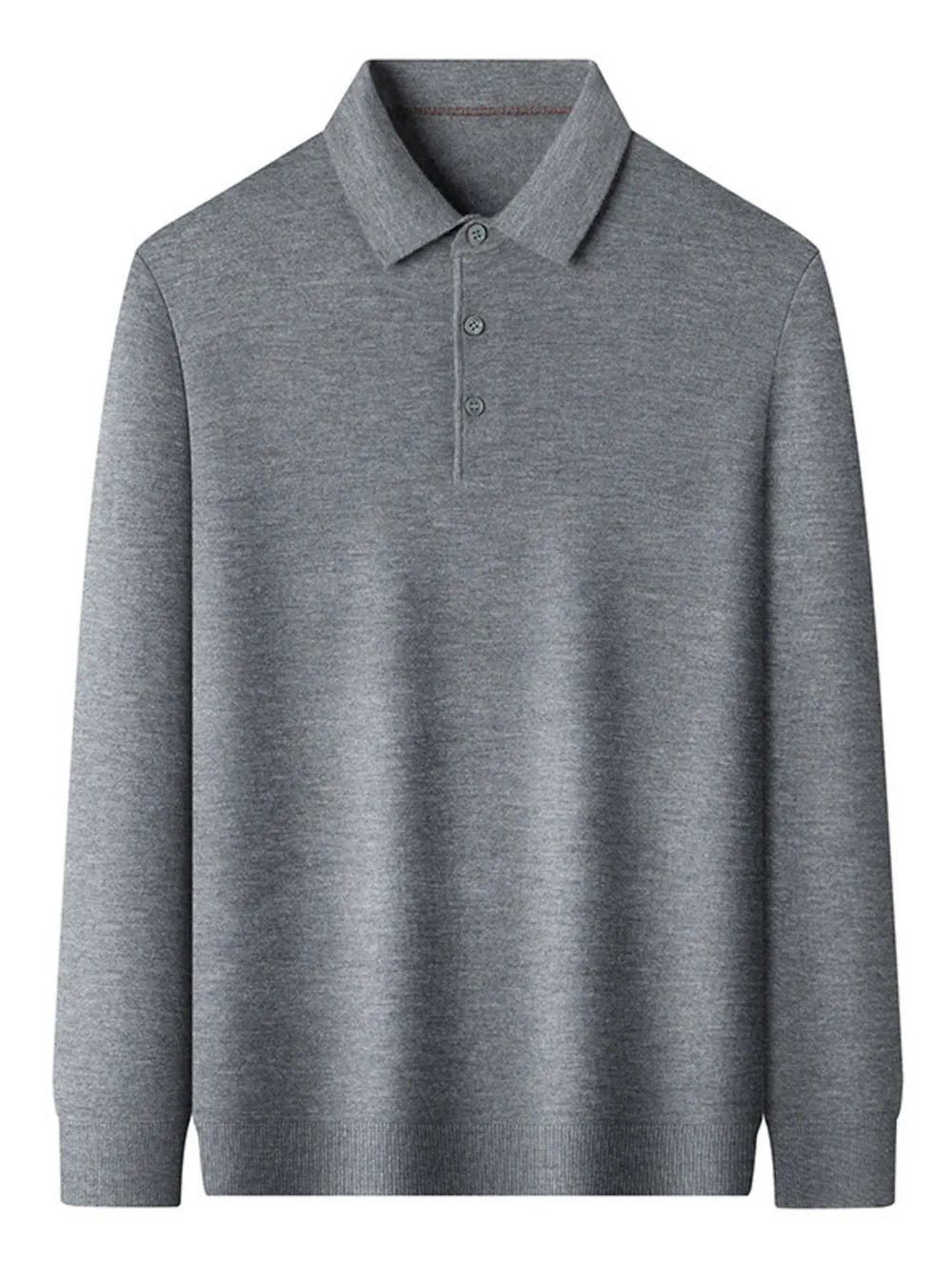 Men's Plus Size Collared Neck Long Sleeve Polo Shirt, image 3