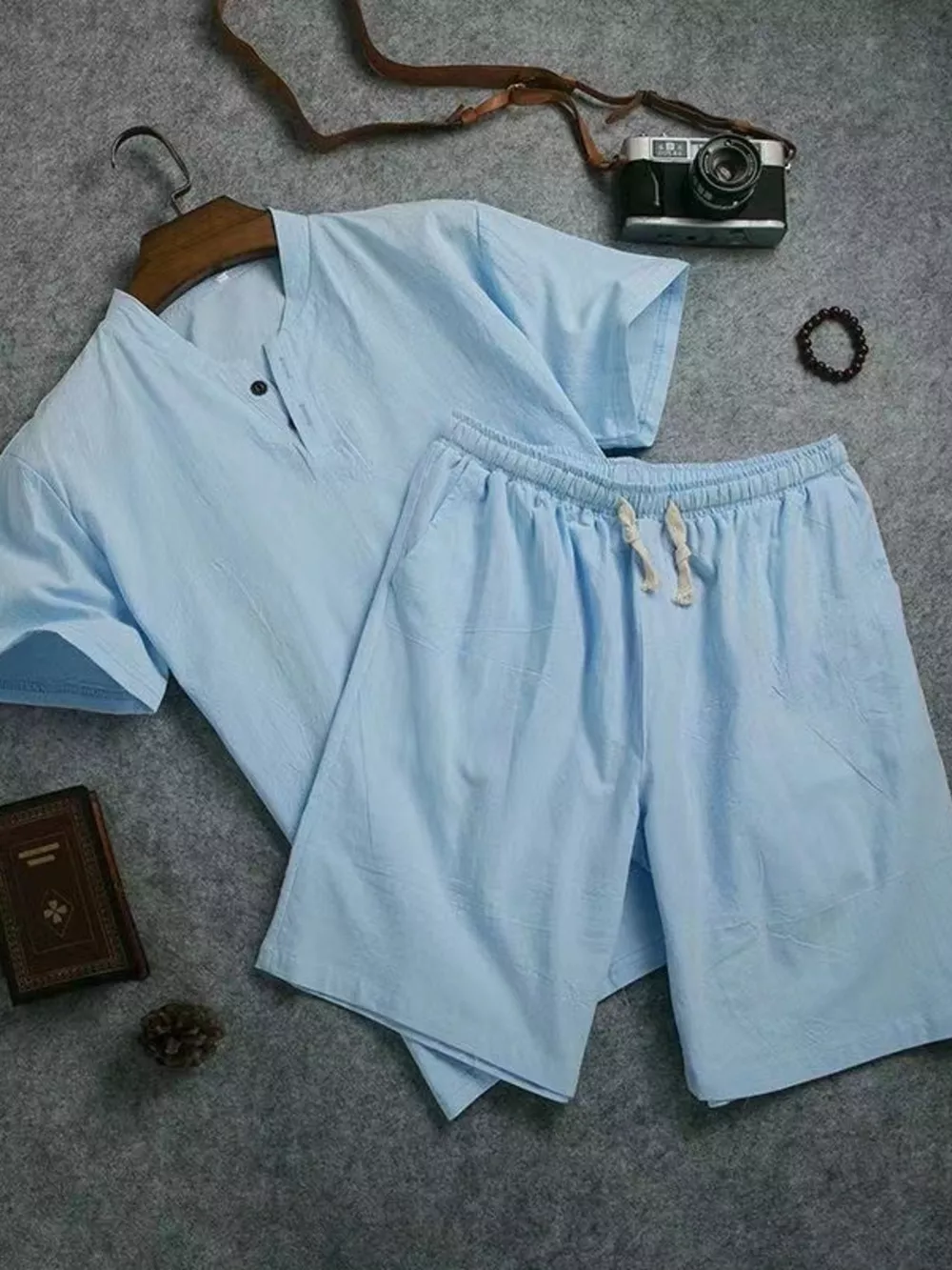Men's Plus Size Short Sleeve Top and Shorts Set, image 4