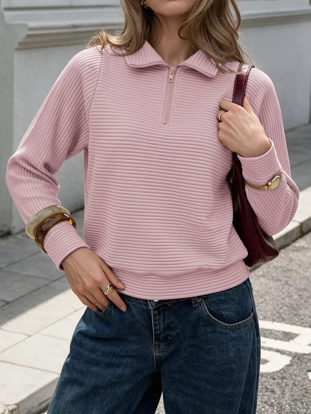 Quarter-Zip Long Sleeve Sweatshirt