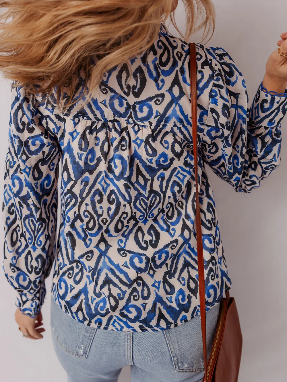 Paisley Print Long Sleeve Blouse, image 13