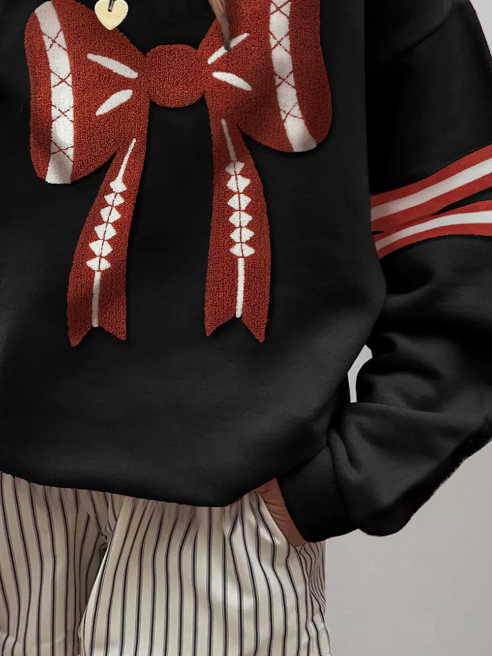 Bow Front Dropped Shoulder Sweatshirt, image 3
