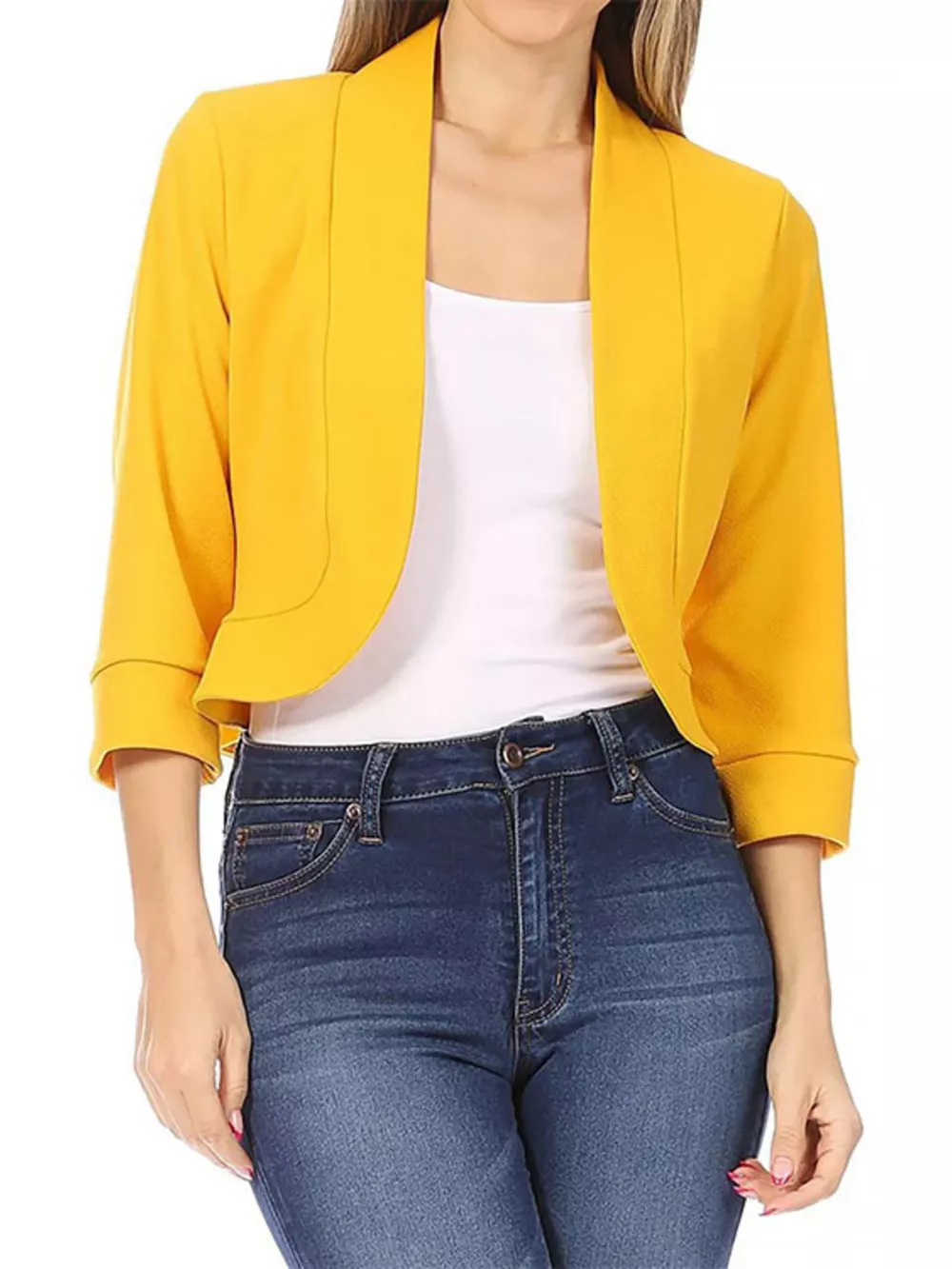 Full Size Cropped Open Front Blazer Plus Size, image 13