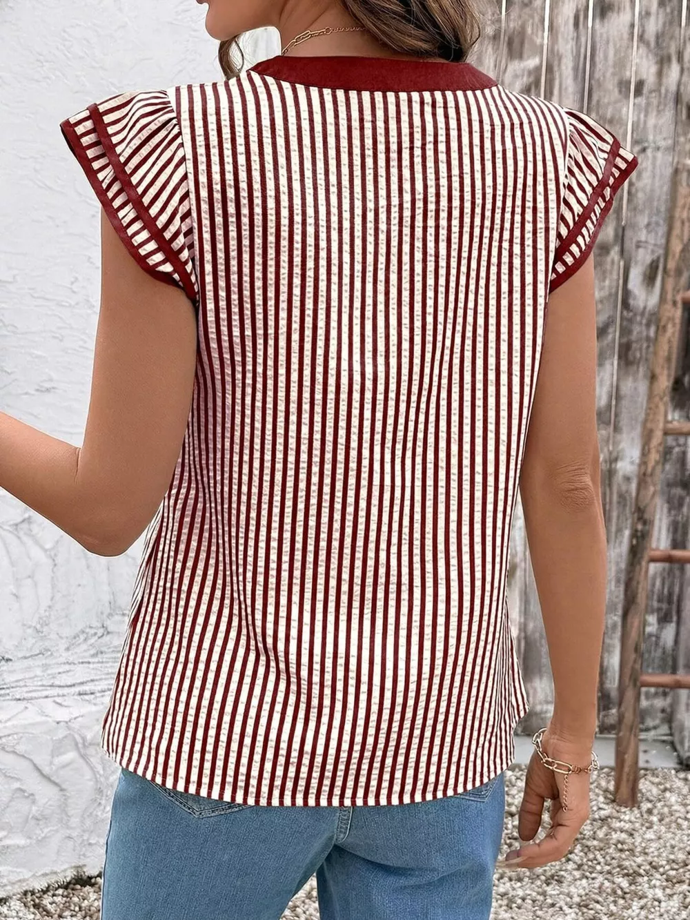 Striped Ruffle Sleeve Blouse, image 14
