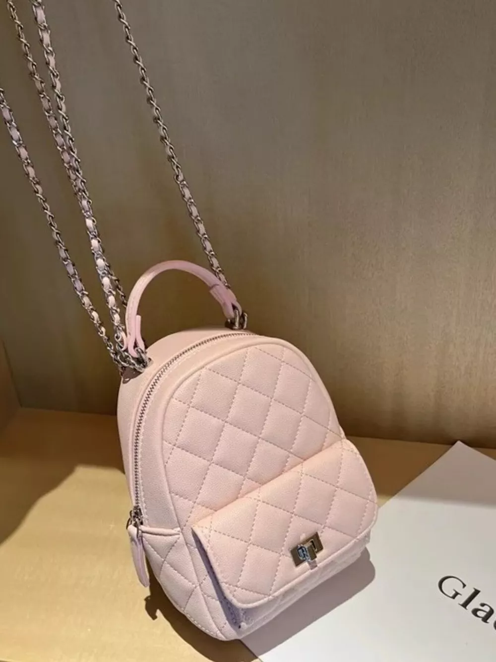 Quilted Mini Backpack Bag, image 7