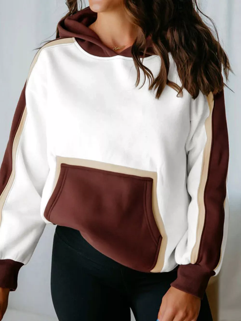 Color Block Patchwork Hooded Sweatshirt