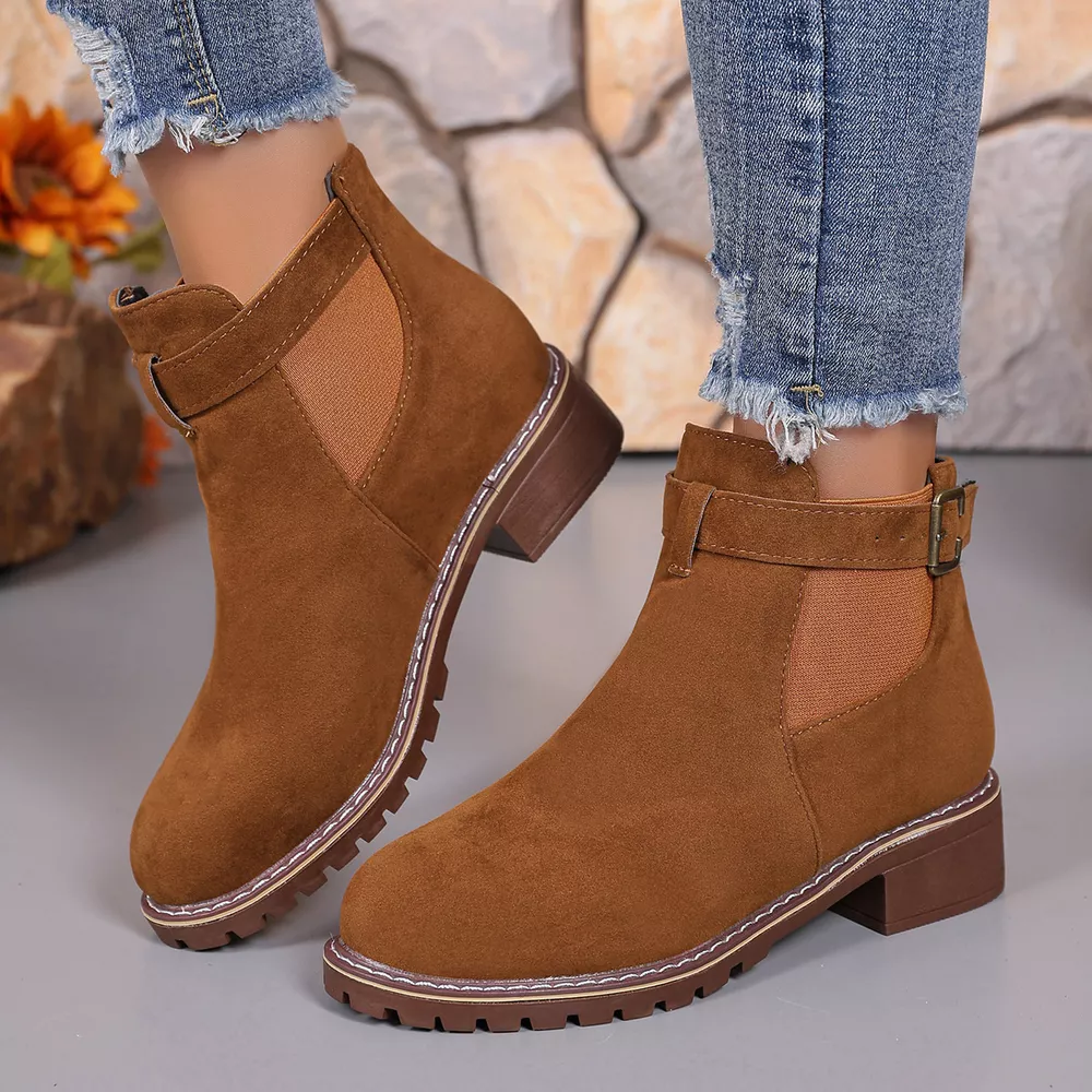 Round Toe Block Heels Boots, image 8