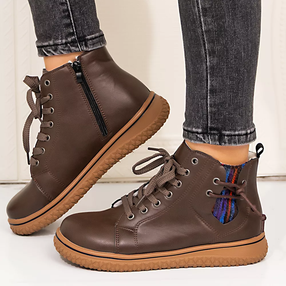 Lace-Up Ankle Boots with Zipper Detail, image 5