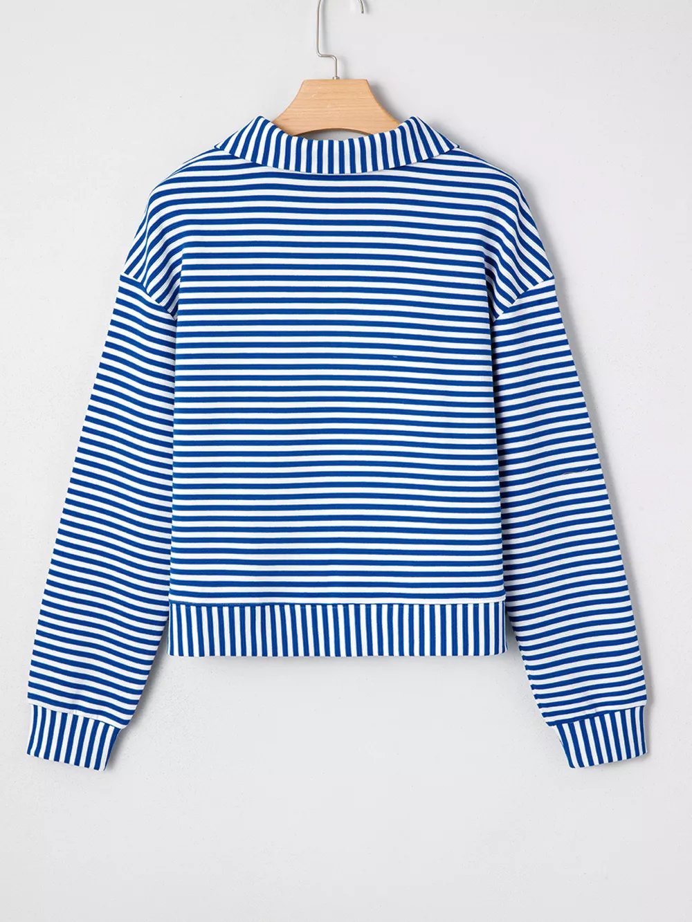 Stripe Quarter Zip Collar Long Sleeve Top, image 6