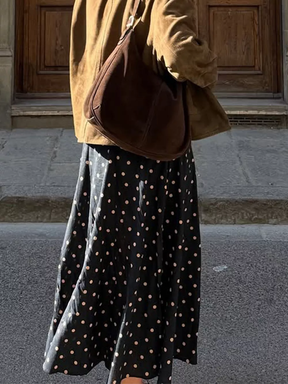 Polka Dot High-Waisted A-Line Skirt, image 5
