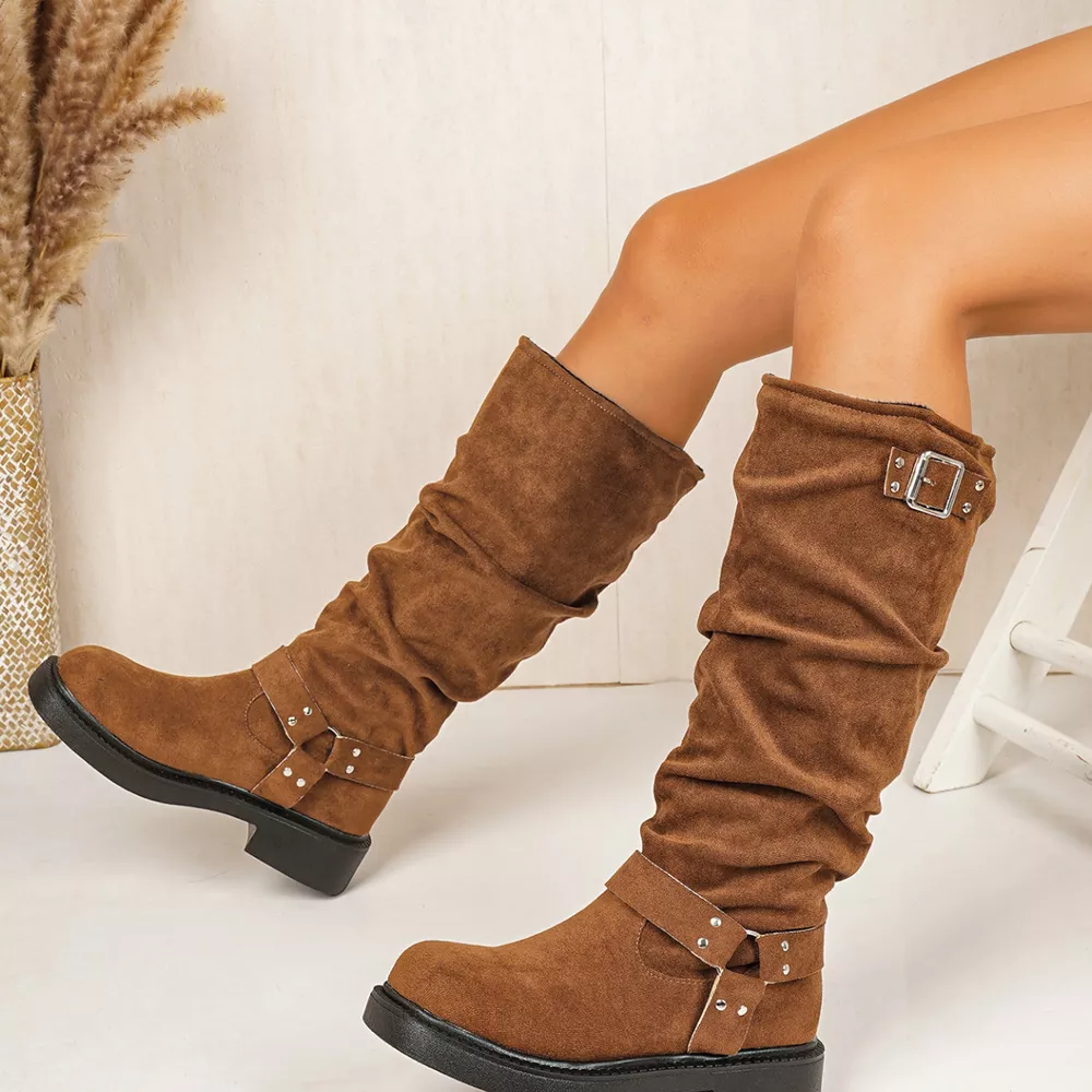 Round Toe Block Heels Boots, image 4