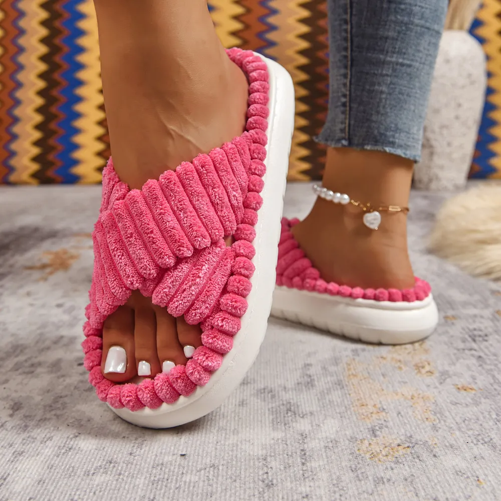 Crisscross Open Toe Platform Slippers, image 24