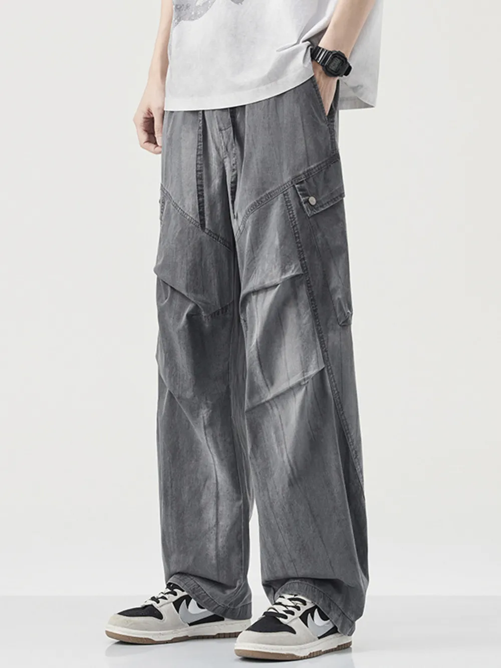 Men's Wide Leg Drawstring Pants, image 2