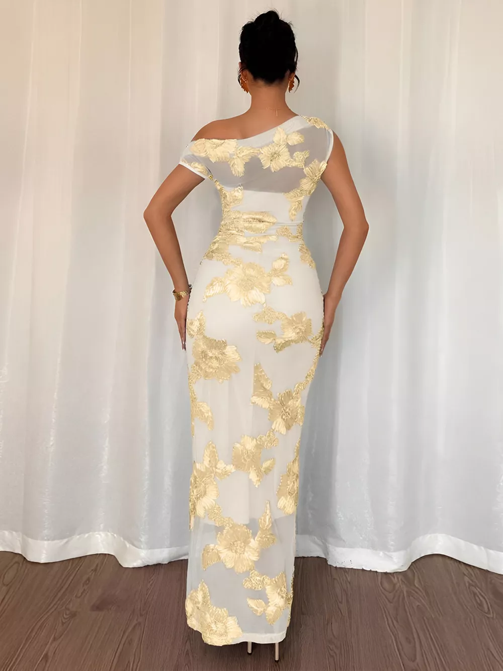 Embroidered One Shoulder Maxi Dress, image 10