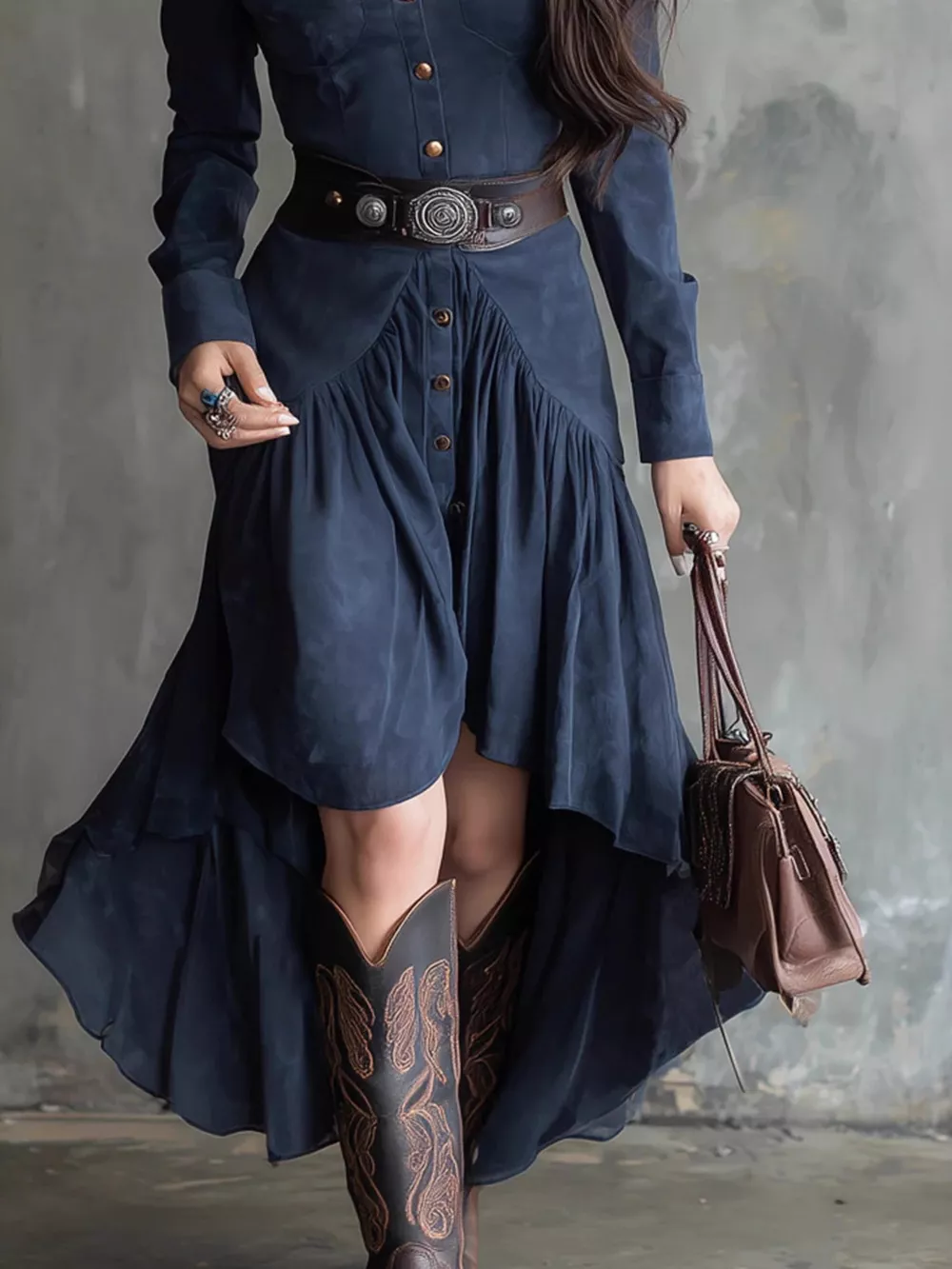 Button-Down High-Low Shirt Dress, image 3