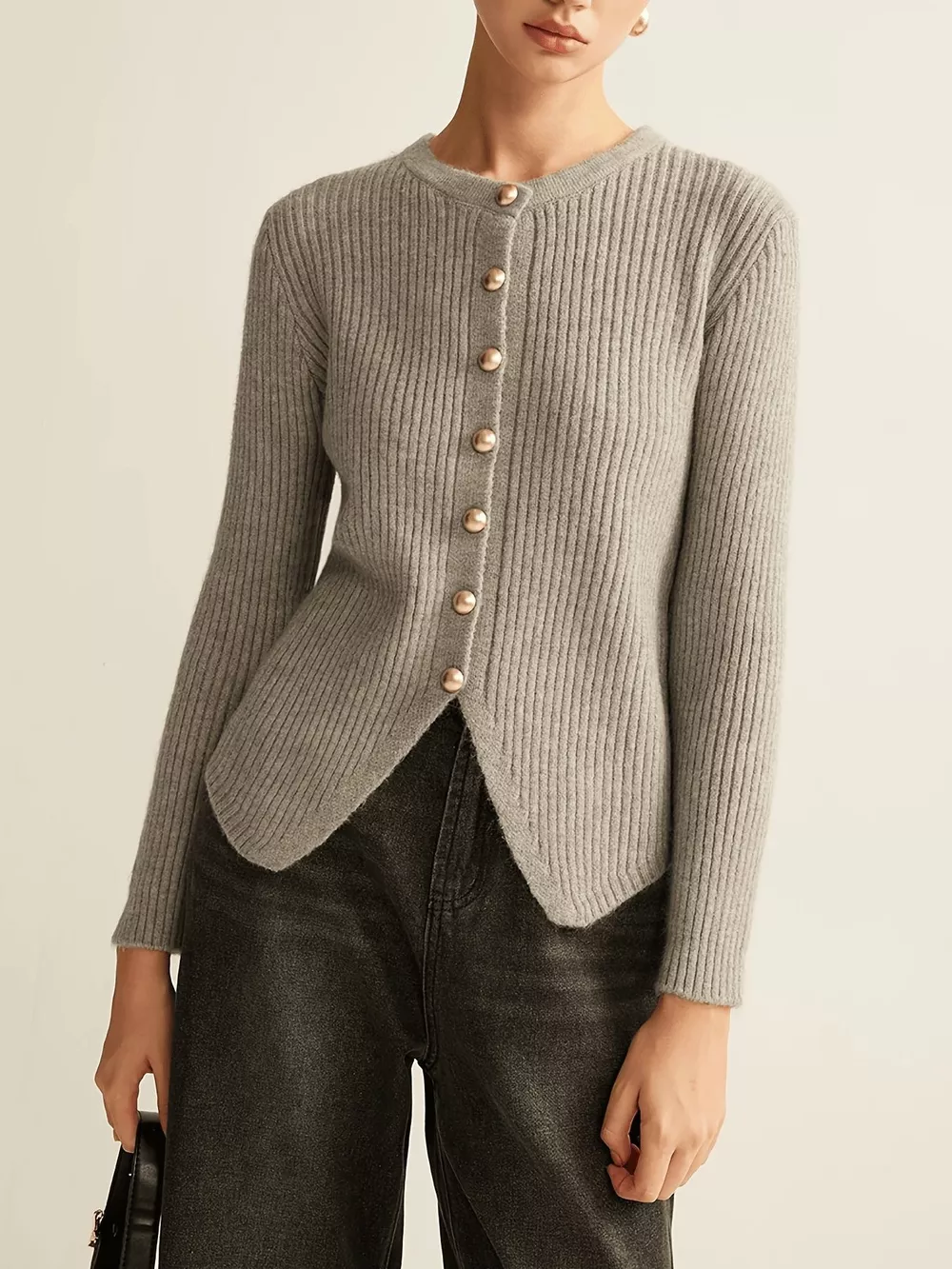 Ribbed Knit Button-Down Cardigan