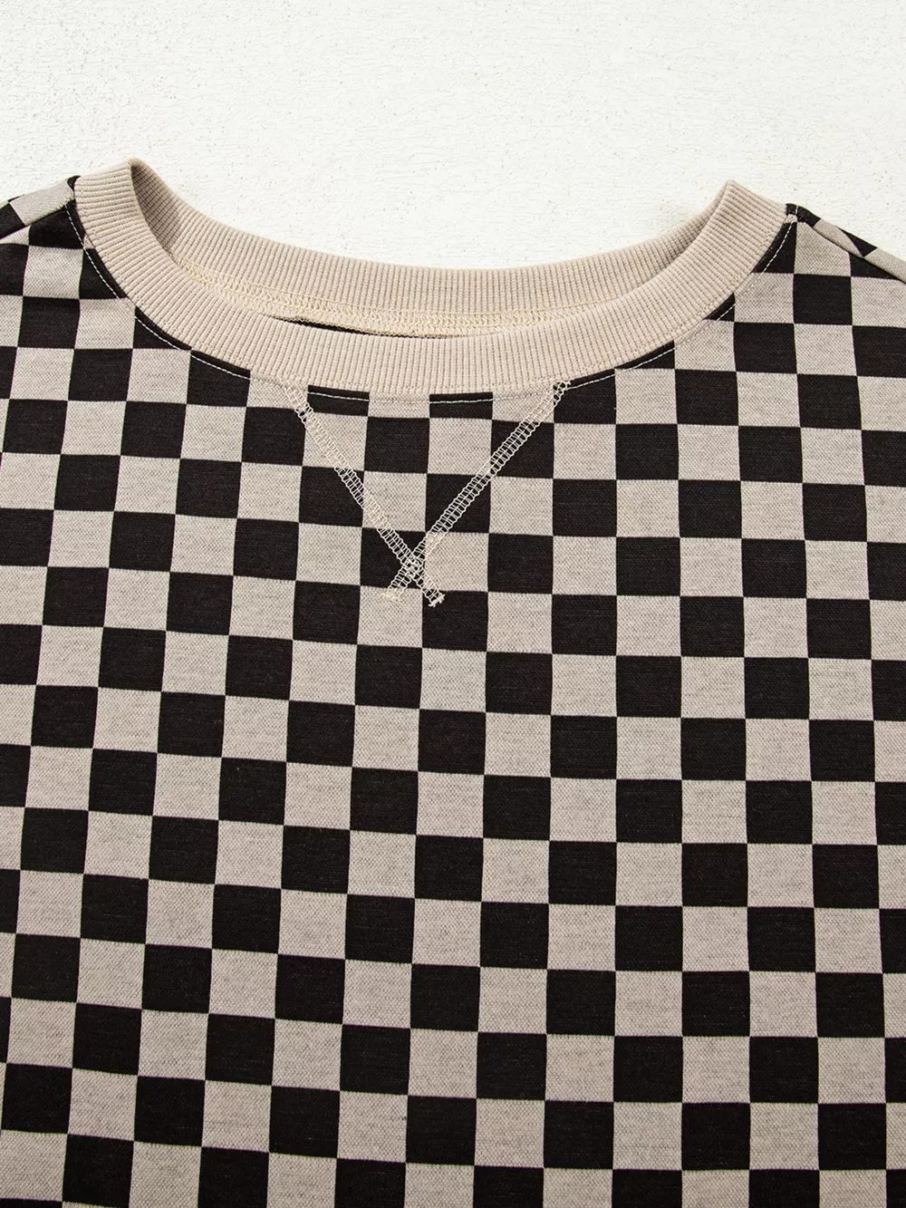 Mixed Checkered Pattern Patchwork High Low Casual Top, image 12