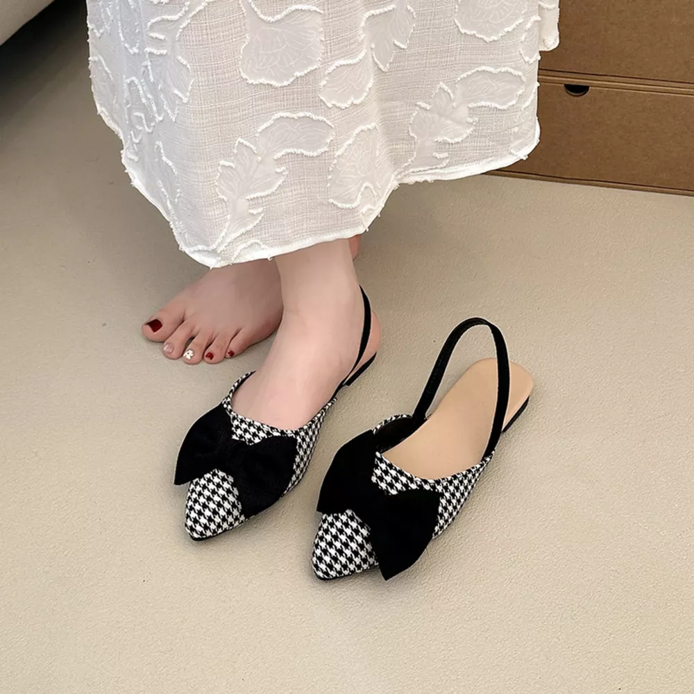 Bow-Decorated Pointed-Toe Slingback Sandals, image 8